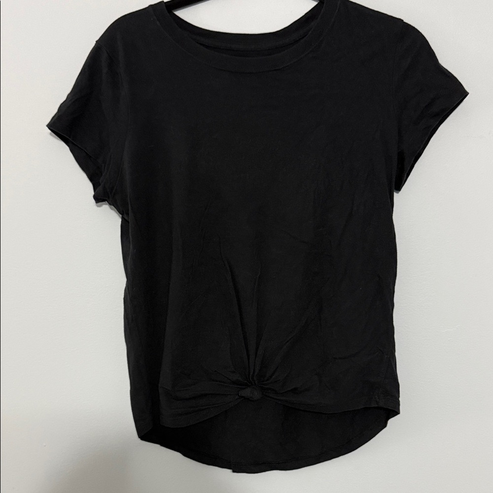 Abercrombie & Fitch Black Short Sleeve Knot Top